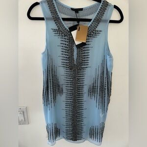 Alberto Makali baby blue sheer studded NEW with tags tank top open sides